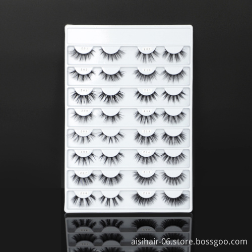Aisi Hair 64 Styles False Lash Vendors Private Label Natural Long Black Synthetic Handmade Soft Fake Eyelashes